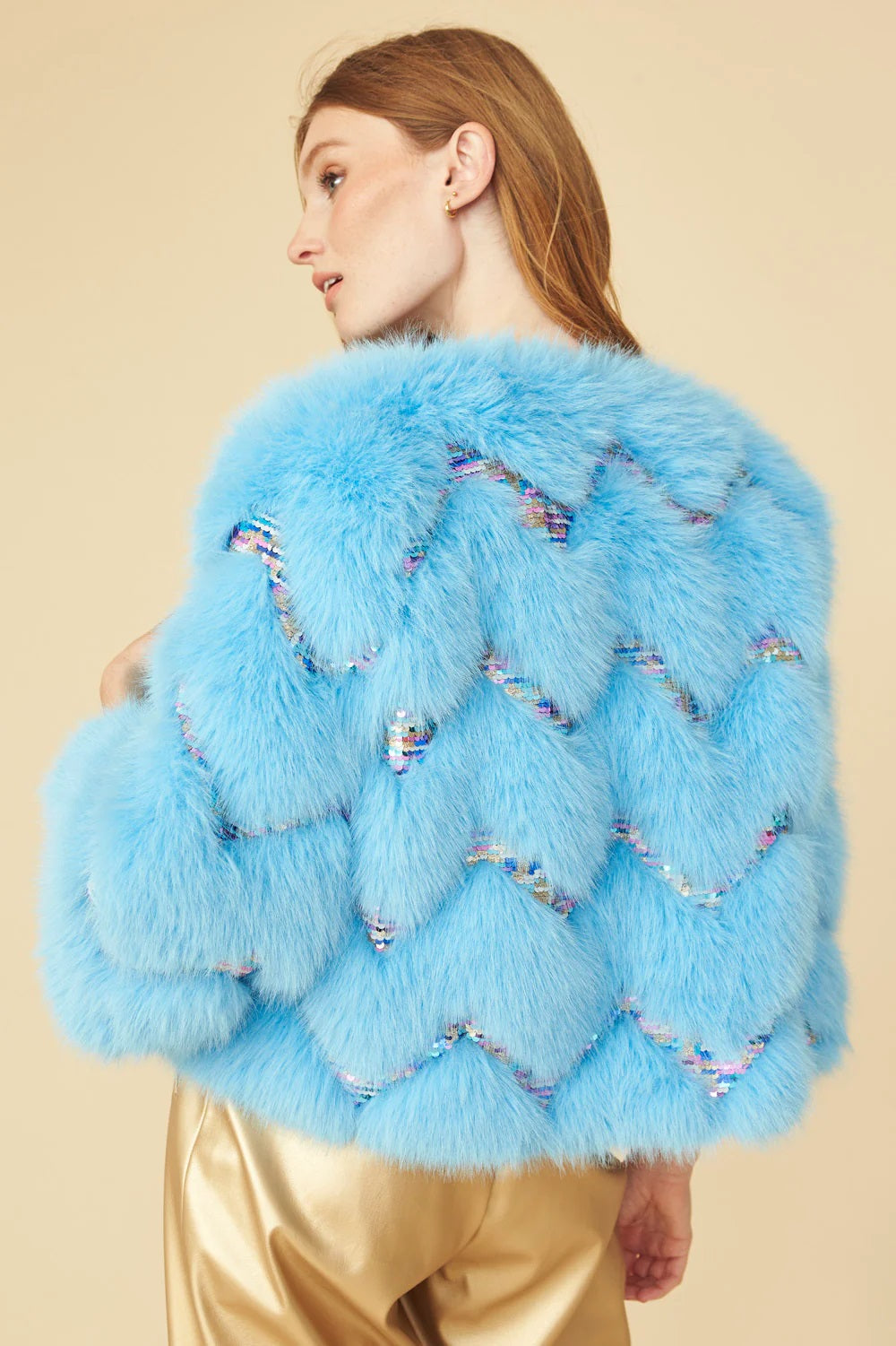 Bamboo Sequin Eco Faux Fur Coat in Blue-Faux Fur Coats-Buy Me Fur Ltd-S-M-Blue-Faux Fur-Urbanheer