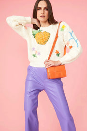 Banana Peel Embroidered Pineapple Jumper-Tops-Buy Me Fur Ltd-One Size-Cream-Banana Peel-Urbanheer