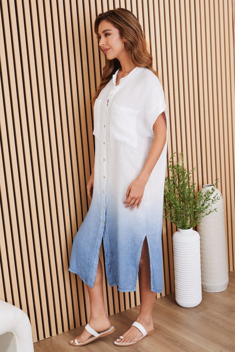 Band Collar S/S Dip Dye Maxi Dress-Dress-MILIO MILANO-XS-DNB-Urbanheer