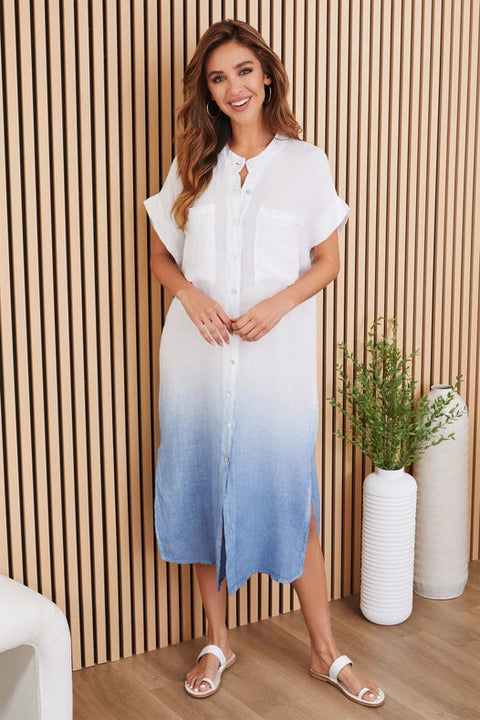 Band Collar S/S Dip Dye Maxi Dress-Dress-MILIO MILANO-XS-DNB-Urbanheer