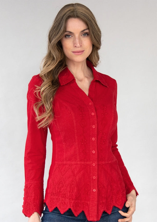 Barbara Cotton Blouse-Blouse-Gretty Zueger-S-Red-Urbanheer