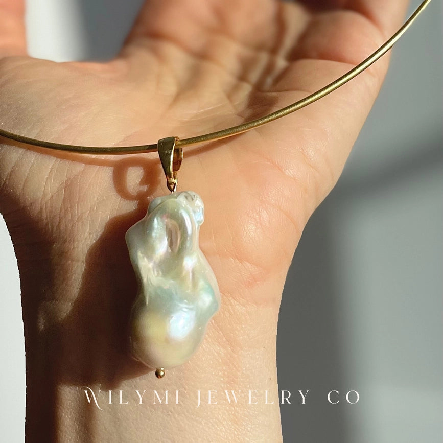 Baroque Pearl Tube Choker | Comfortable I Gold Filled-Tube Choker-WILYMI Jewelry Co-5.5 x 5.5 in (14 x 14 cm)-Urbanheer