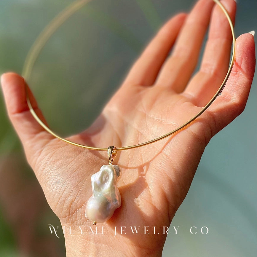 Baroque Pearl Tube Choker | Comfortable I Gold Filled-Tube Choker-WILYMI Jewelry Co-5.5 x 5.5 in (14 x 14 cm)-Urbanheer