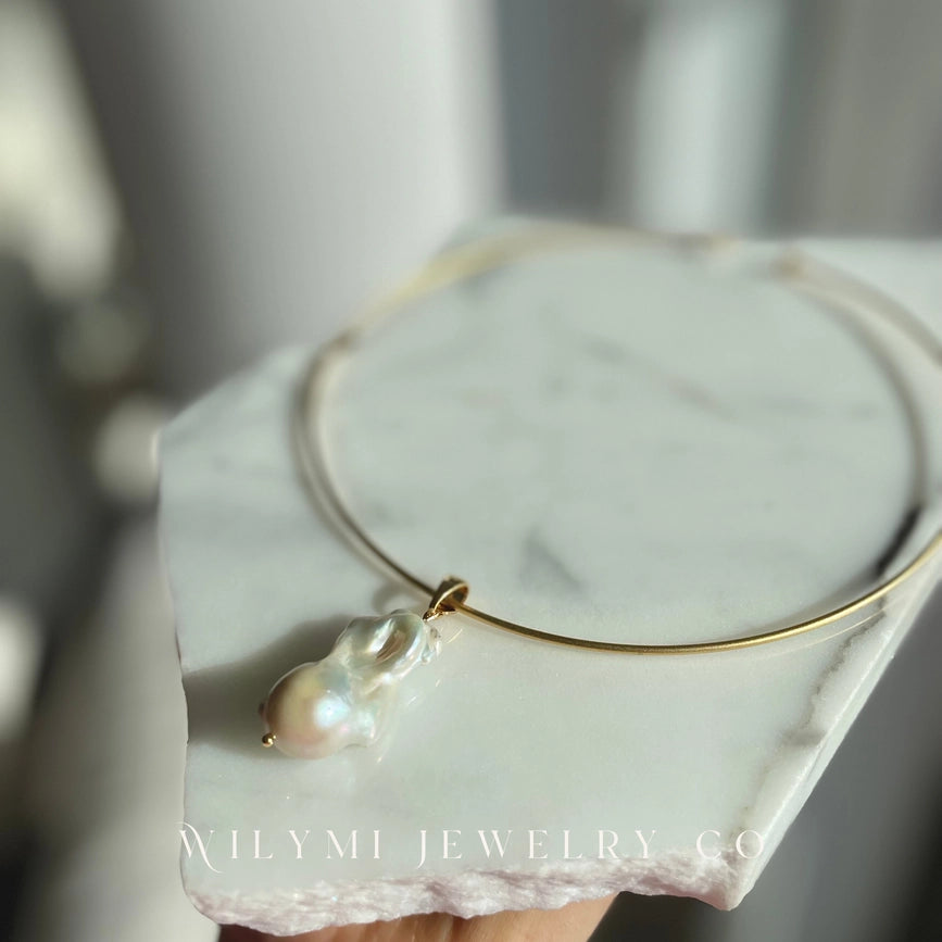 Baroque Pearl Tube Choker | Comfortable I Gold Filled-Tube Choker-WILYMI Jewelry Co-5.5 x 5.5 in (14 x 14 cm)-Urbanheer