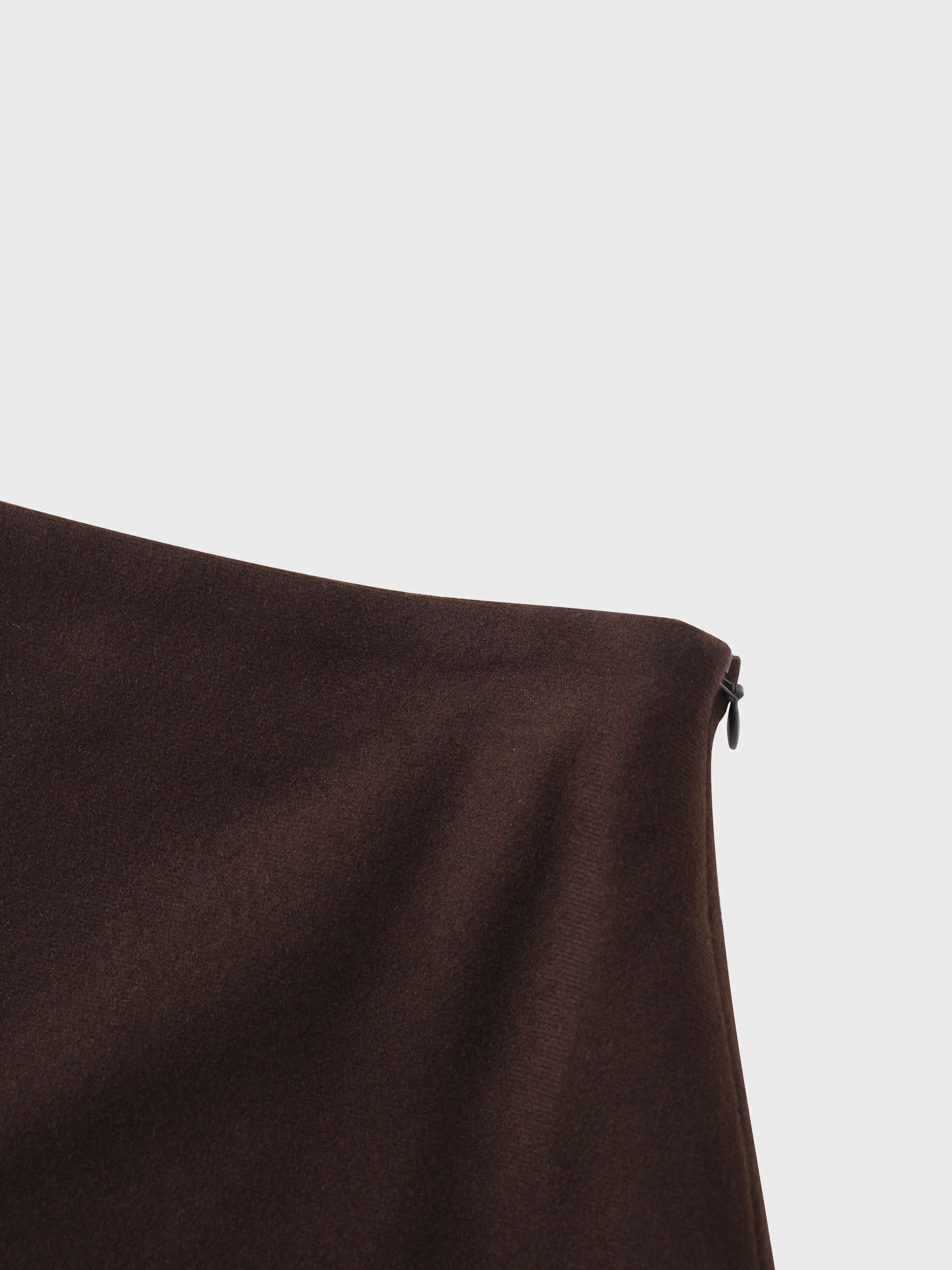 Basic A-Line Seamed Maxi Skirt-Brown