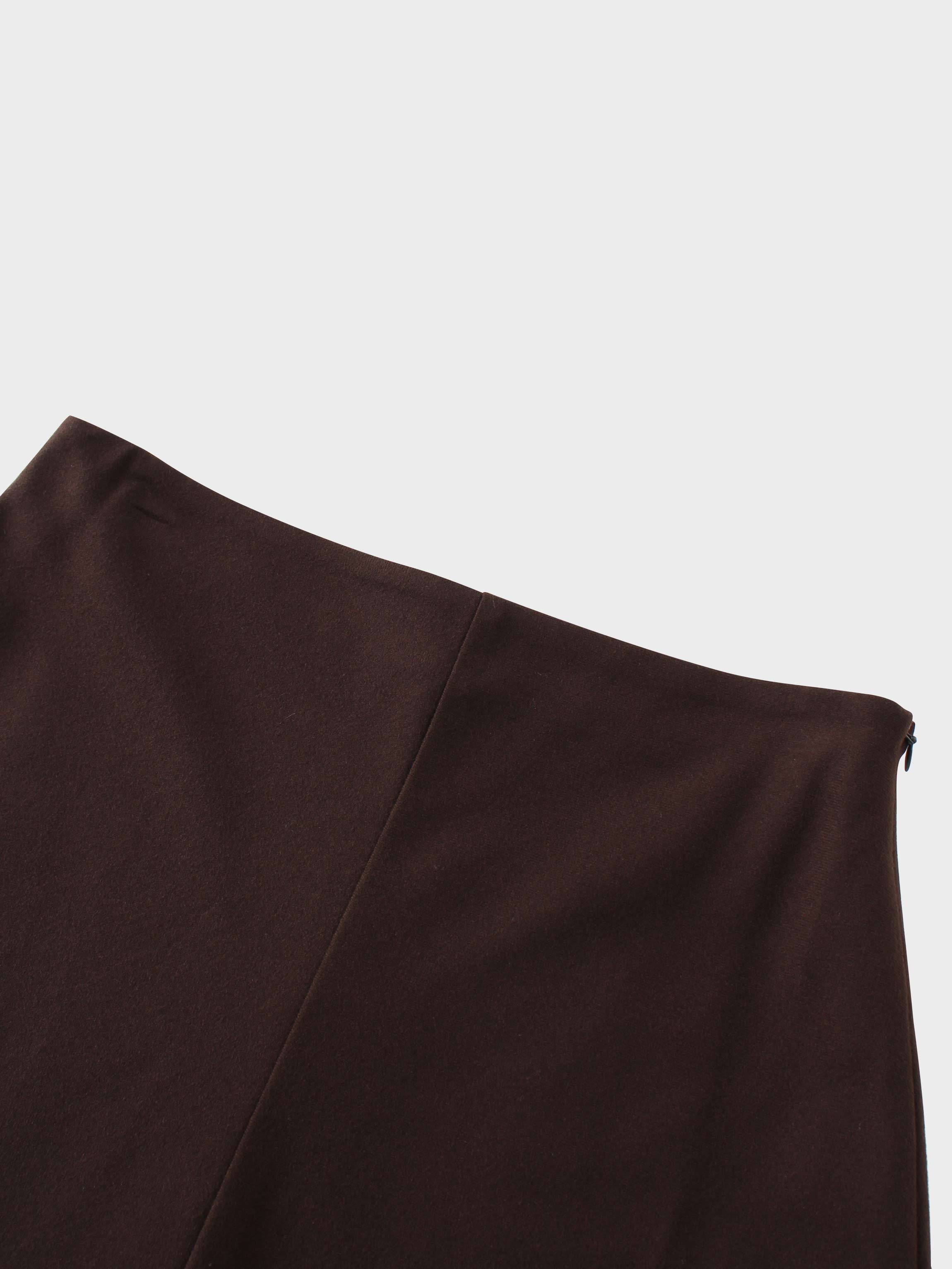 Basic A-Line Seamed Maxi Skirt-Brown