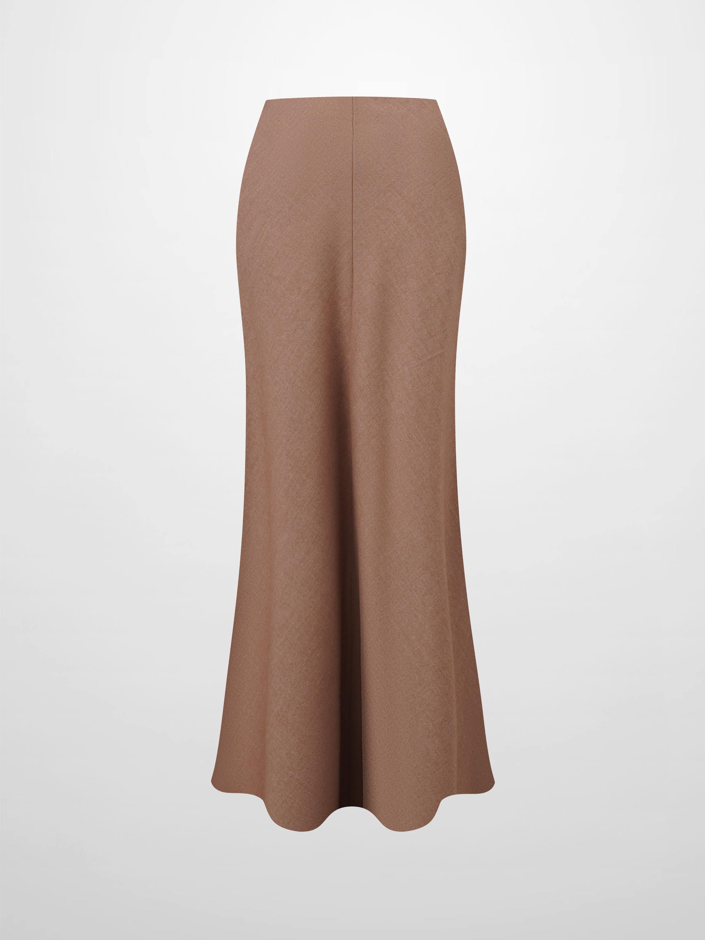 Basic A-Line Seamed Maxi Skirt-Camel