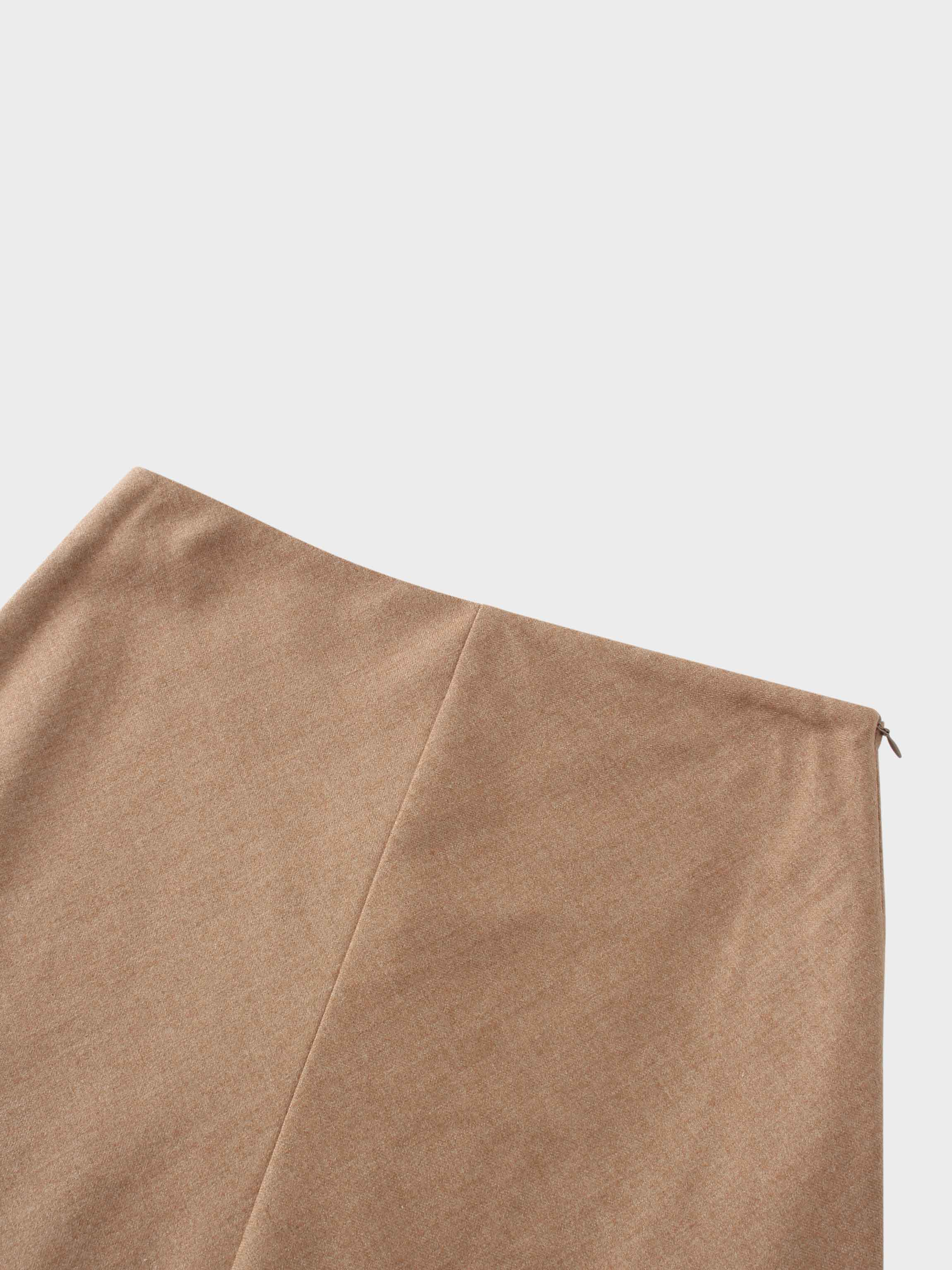 Basic A-Line Seamed Maxi Skirt-Camel