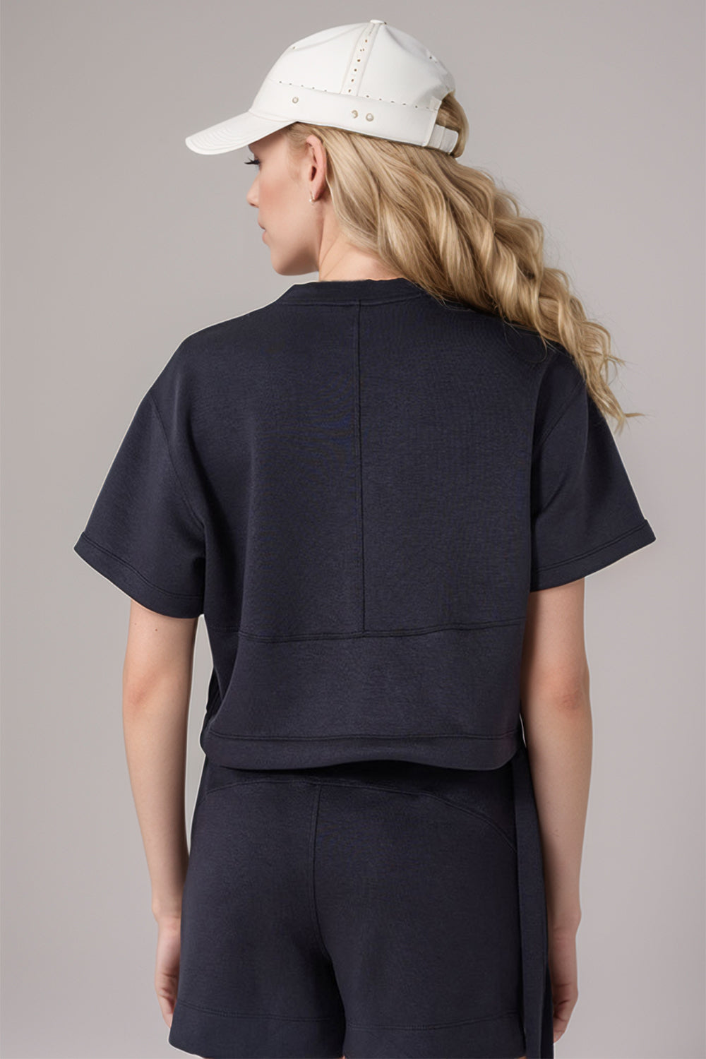 Basic Bae Drawstring Hem Air Scuba Round Neck Short Sleeve T-Shirt-Street 360-Cream-S-Urbanheer