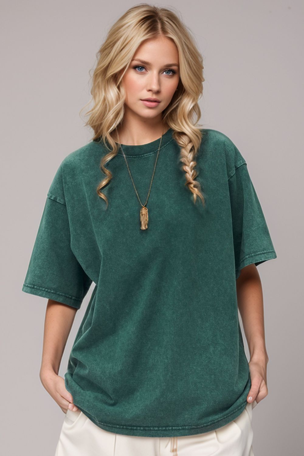 Basic Bae Round Neck Half Sleeve T-Shirt-Street 360-Deep Teal-S-Urbanheer