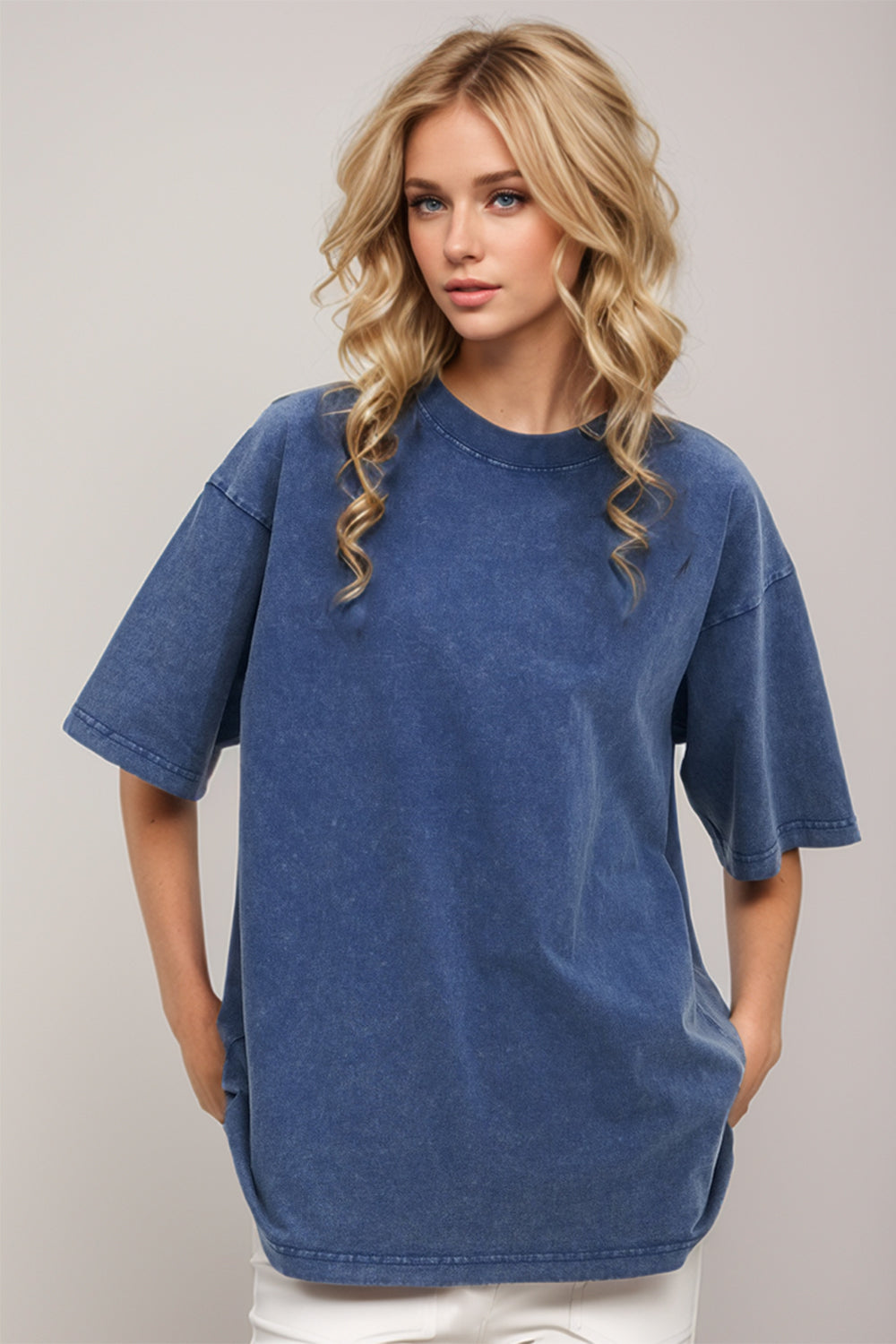 Basic Bae Round Neck Half Sleeve T-Shirt-Street 360-Dusty Blue-S-Urbanheer