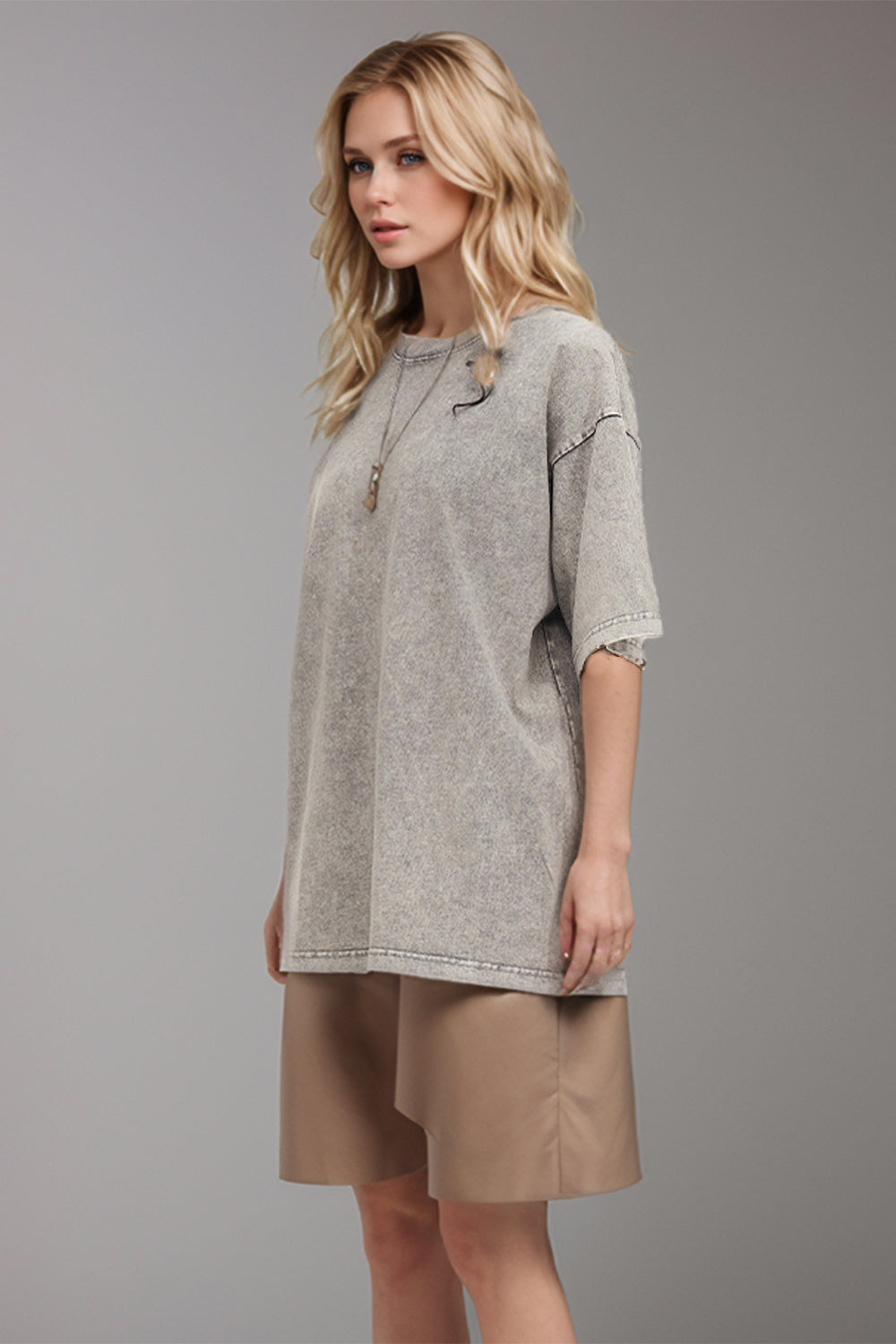 Basic Bae Round Neck Half Sleeve T-Shirt-Street 360-Light Gray-S-Urbanheer