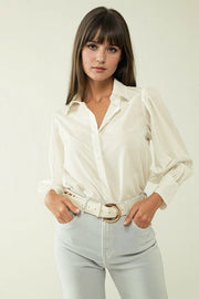 Basic Poplin White Shirt With Balloon Long Sleeves-Shirts for Women-Q2-L-White-Urbanheer