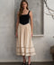 Basque Waist Sheer Insert Twofer Midi Dress