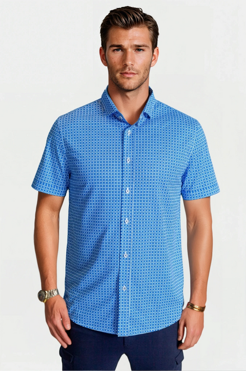 Bastille Check Short Sleeve Tech Shirt