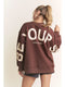 Be Yourself Love Yourself Printed Oversized Sweatshirt Brown-Sweatshirt-JADE BY JANE-S-Brown-Urbanheer