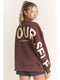 Be Yourself Love Yourself Printed Oversized Sweatshirt Brown-Sweatshirt-JADE BY JANE-S-Brown-Urbanheer