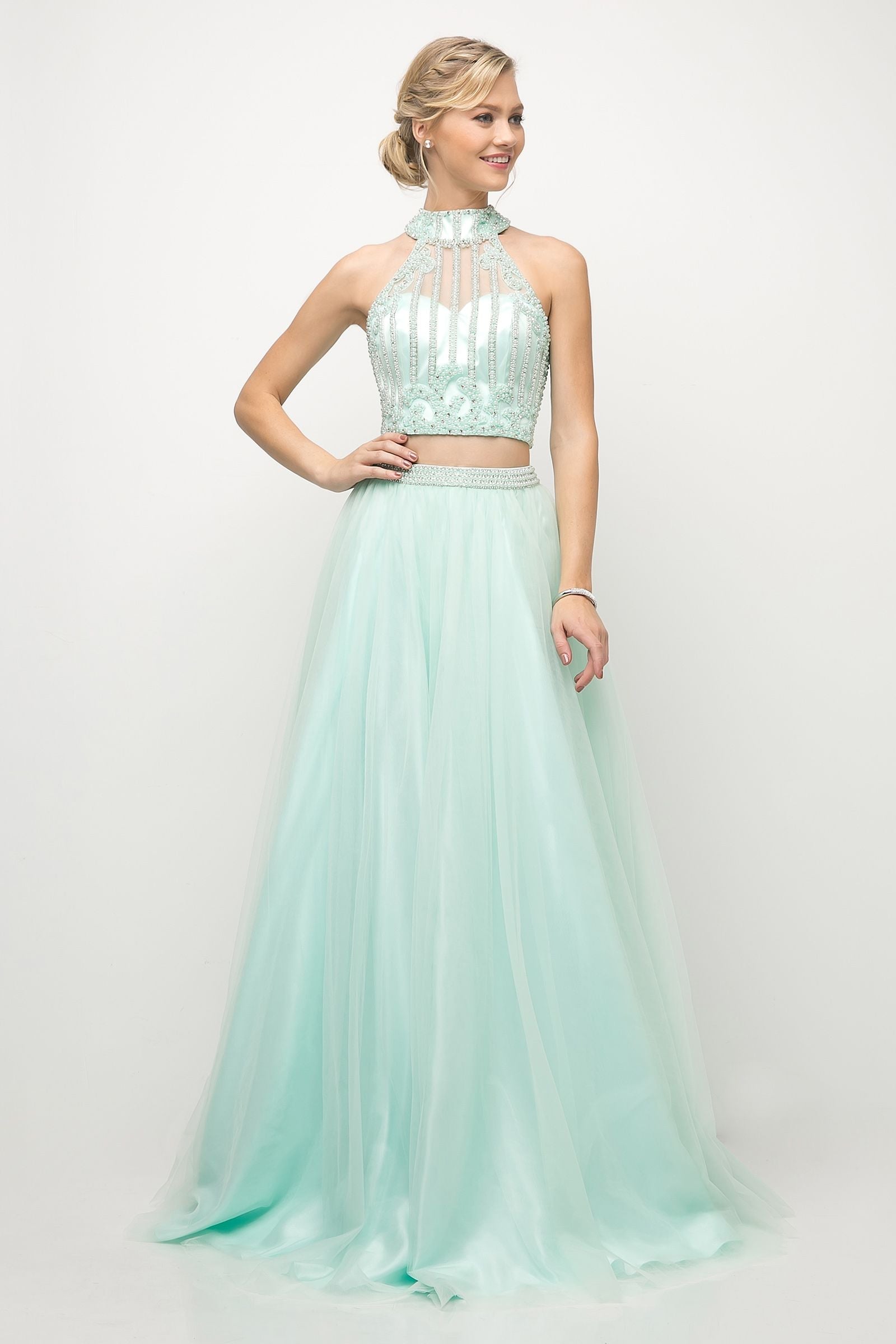 Beaded Bodice 2 Piece Ball Gown-Mob-Tux-USA-4-Mint-Urbanheer