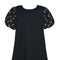 Beaded Bubble Slv Shift Dress-Dress-Hannah Banana-12-BLACK-Urbanheer