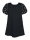 Beaded Bubble Slv Shift Dress-Dress-Hannah Banana-12-BLACK-Urbanheer