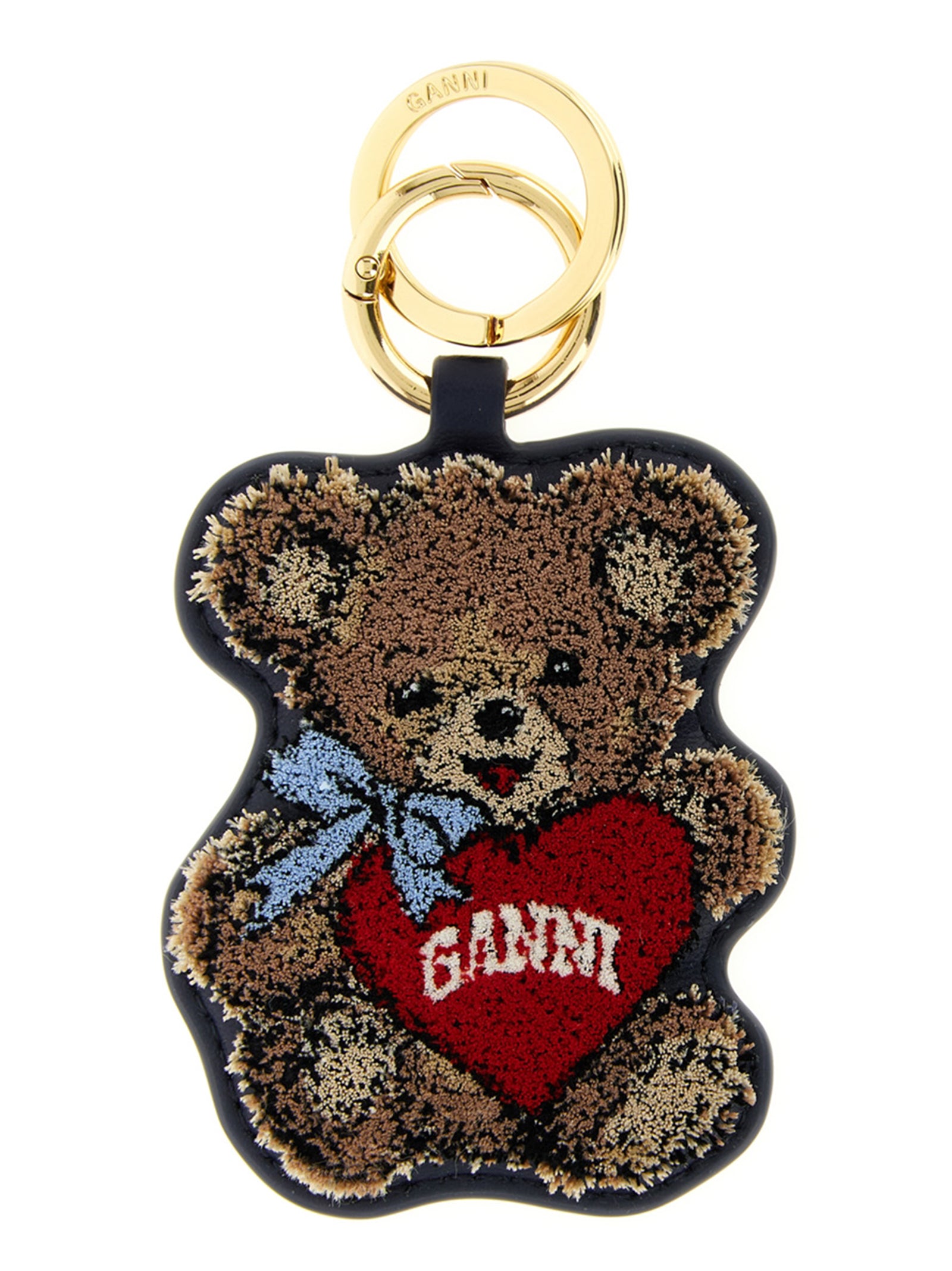 Bear-Print Fur-Effect Leather Keyring