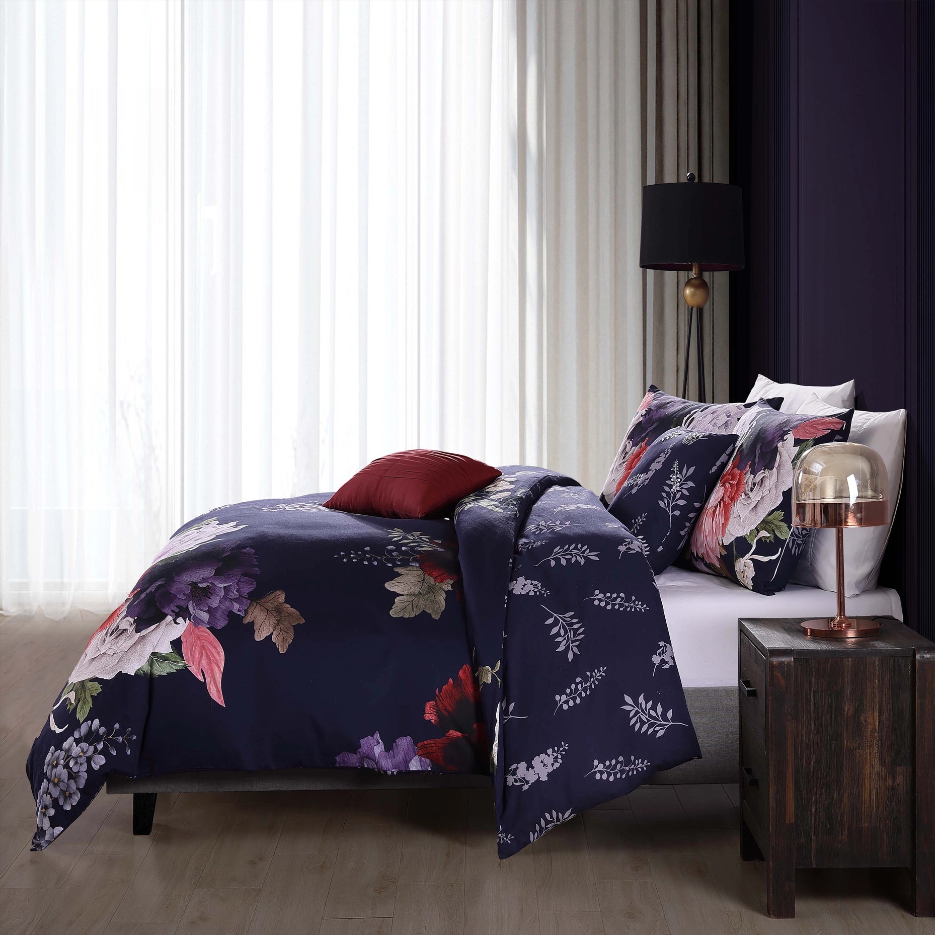 Bebejan Deep Purple Garden 5-Piece Reversible Comforter Set-Set-Bebejan-Queen-Urbanheer