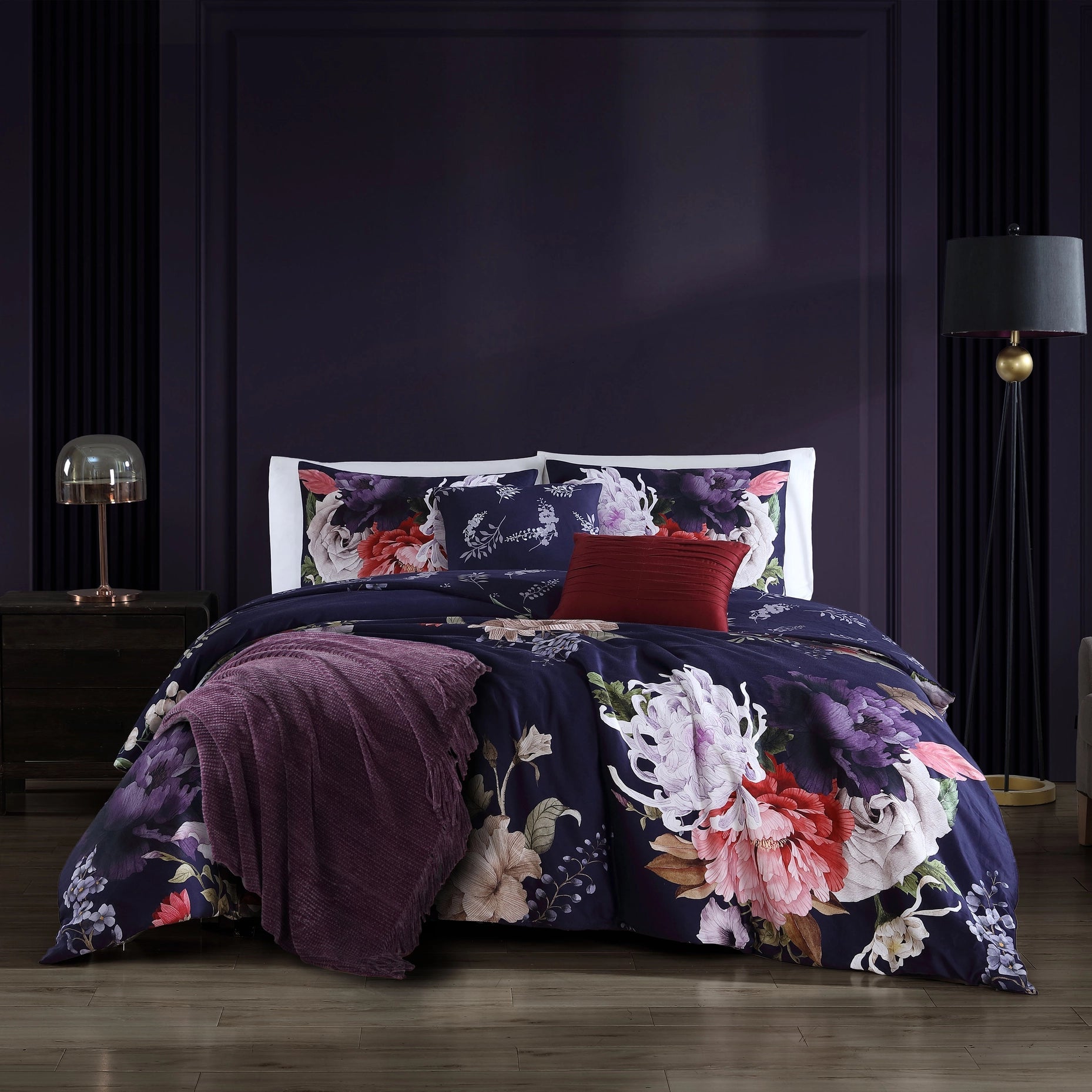 Bebejan Deep Purple Garden 5-Piece Reversible Comforter Set-Set-Bebejan-Queen-Urbanheer