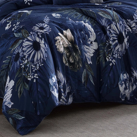 Bebejan Delphine Blue 100% Cotton 5-Piece Comforter Set-Set-Bebejan-Queen-Urbanheer