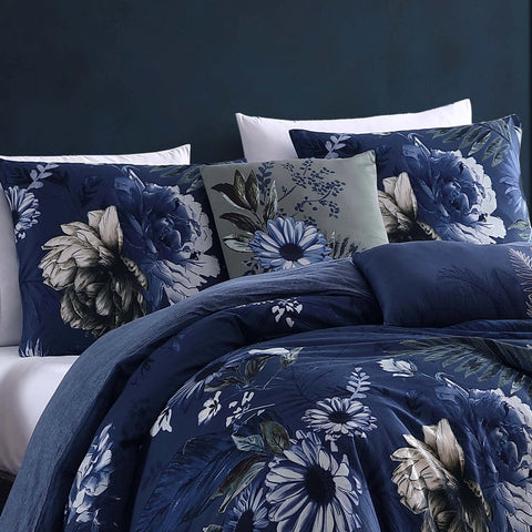 Bebejan Delphine Blue 100% Cotton 5-Piece Comforter Set-Set-Bebejan-Queen-Urbanheer