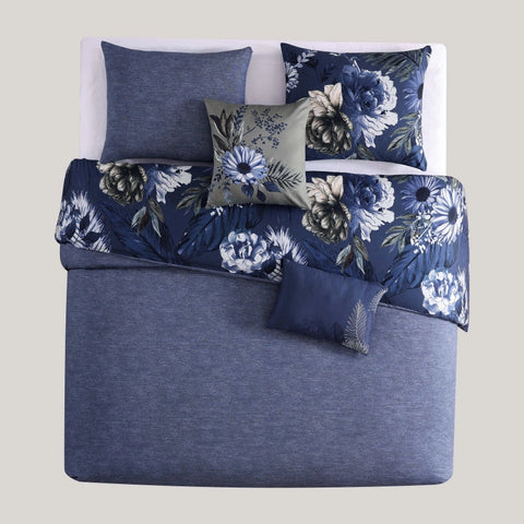 Bebejan Delphine Blue 100% Cotton 5-Piece Comforter Set-Set-Bebejan-Queen-Urbanheer