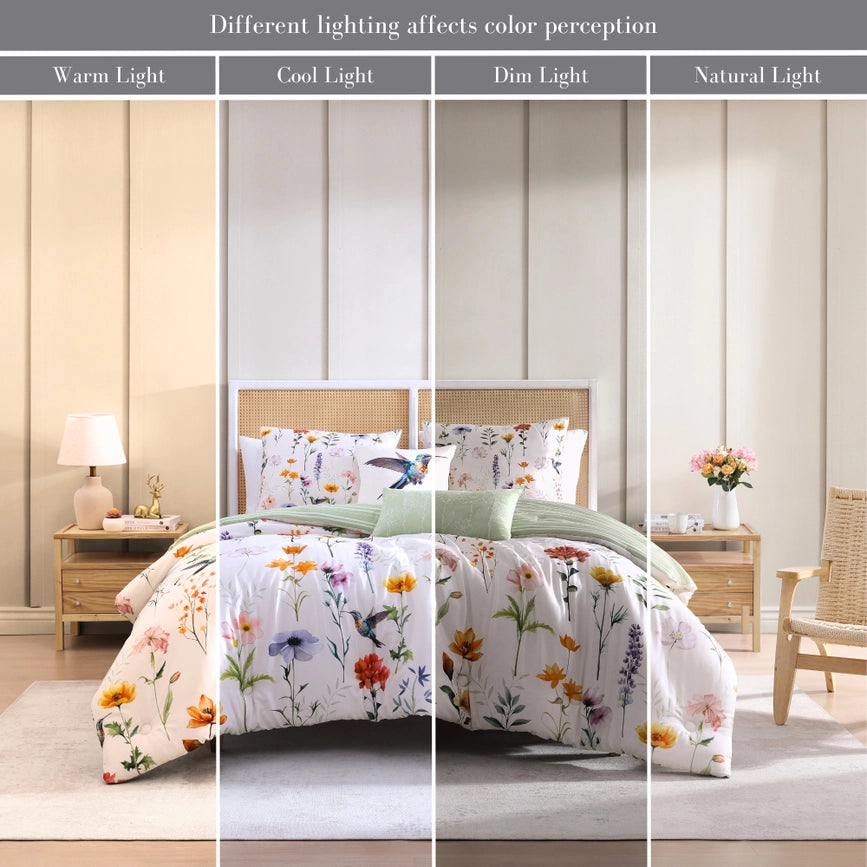 Bebejan Fresh Cut Flowers 100% Cotton 5-Piece Comforter Set-Set-Bebejan-Queen-Urbanheer