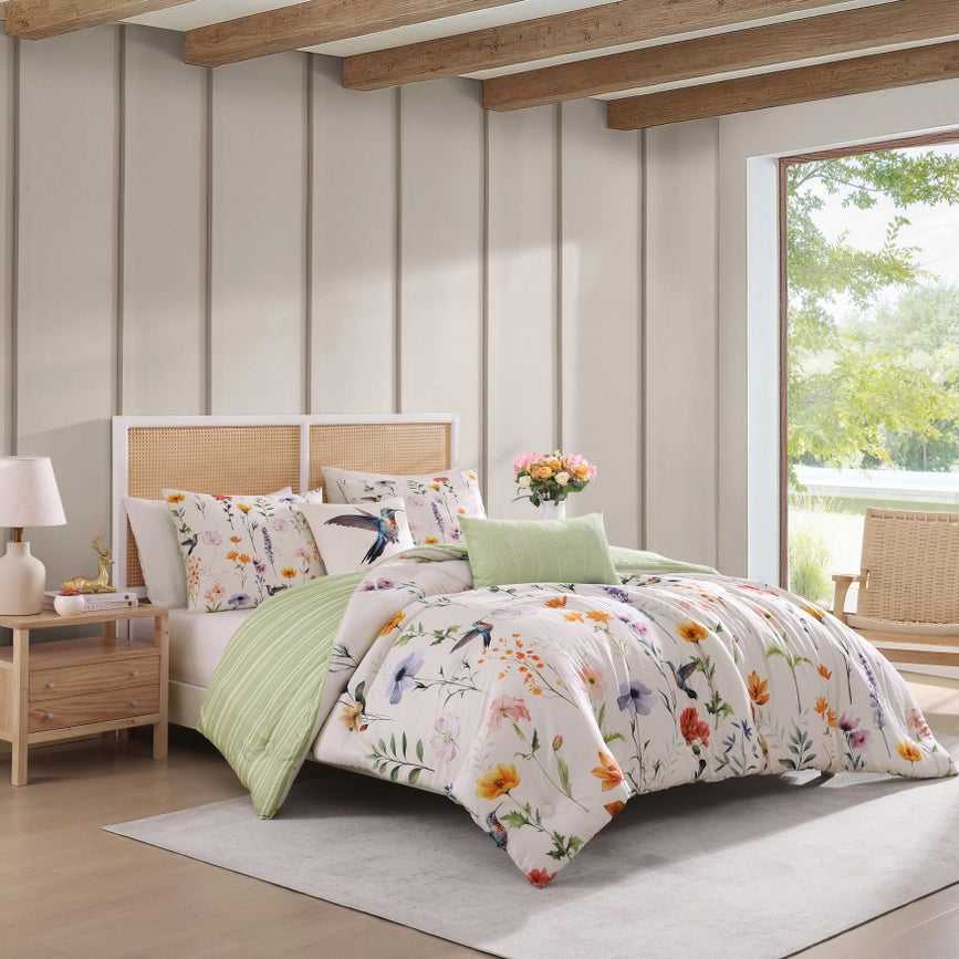 Bebejan Fresh Cut Flowers 100% Cotton 5-Piece Comforter Set-Set-Bebejan-Queen-Urbanheer