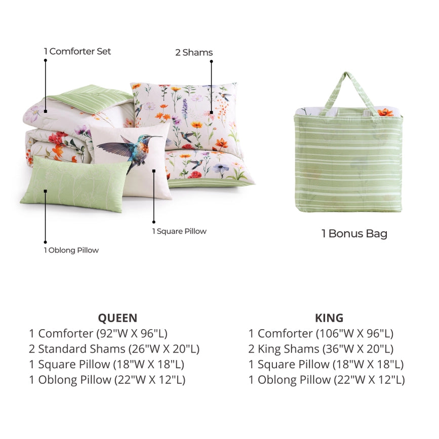 Bebejan Fresh Cut Flowers 100% Cotton 5-Piece Comforter Set-Set-Bebejan-Queen-Urbanheer