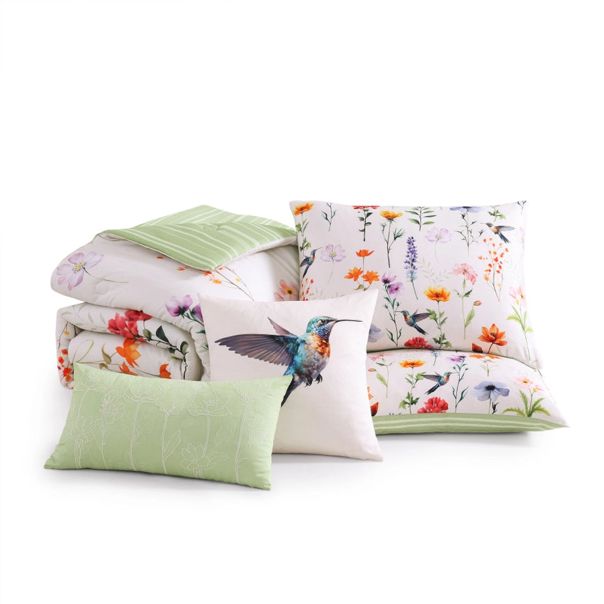 Bebejan Fresh Cut Flowers 100% Cotton 5-Piece Comforter Set-Set-Bebejan-Queen-Urbanheer