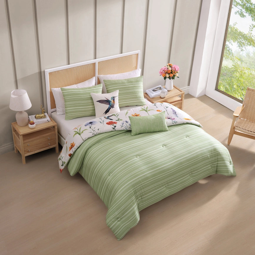 Bebejan Fresh Cut Flowers 100% Cotton 5-Piece Comforter Set-Set-Bebejan-Queen-Urbanheer