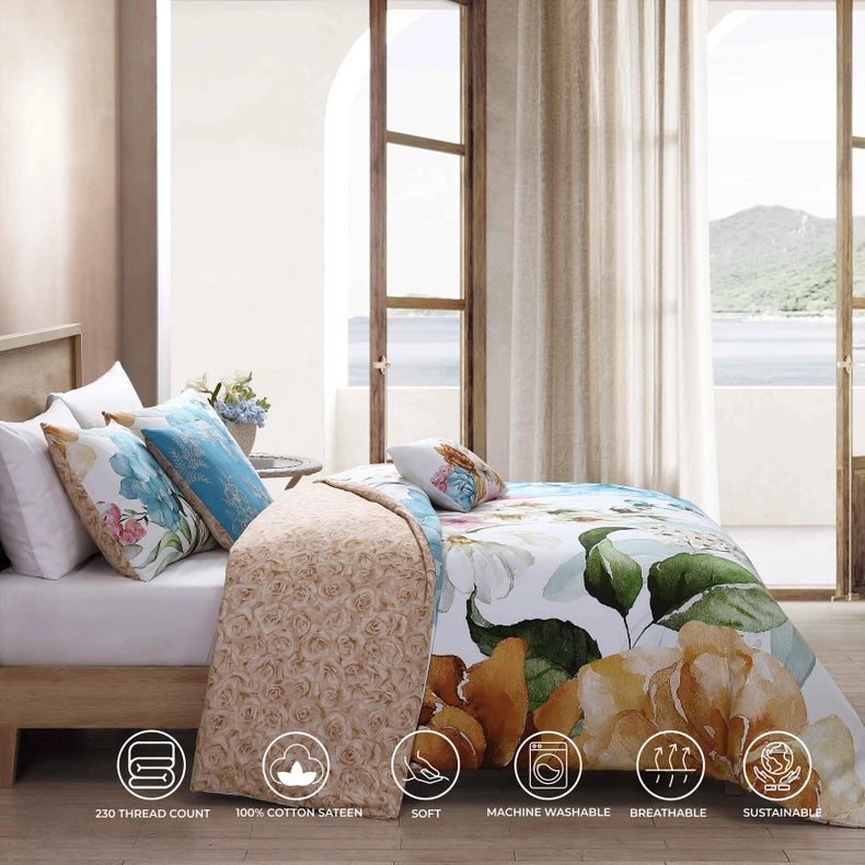 Bebejan Maia Blue 100% Cotton 5-Piece Comforter Set-Set-Bebejan-Queen-Urbanheer