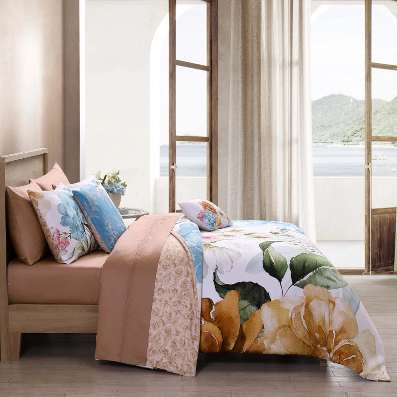 Bebejan Maia Blue 100% Cotton 5-Piece Comforter Set-Set-Bebejan-Queen-Urbanheer