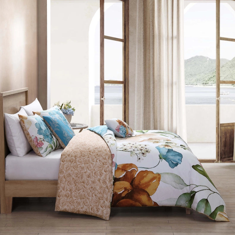 Bebejan Maia Blue 100% Cotton 5-Piece Comforter Set-Set-Bebejan-Queen-Urbanheer