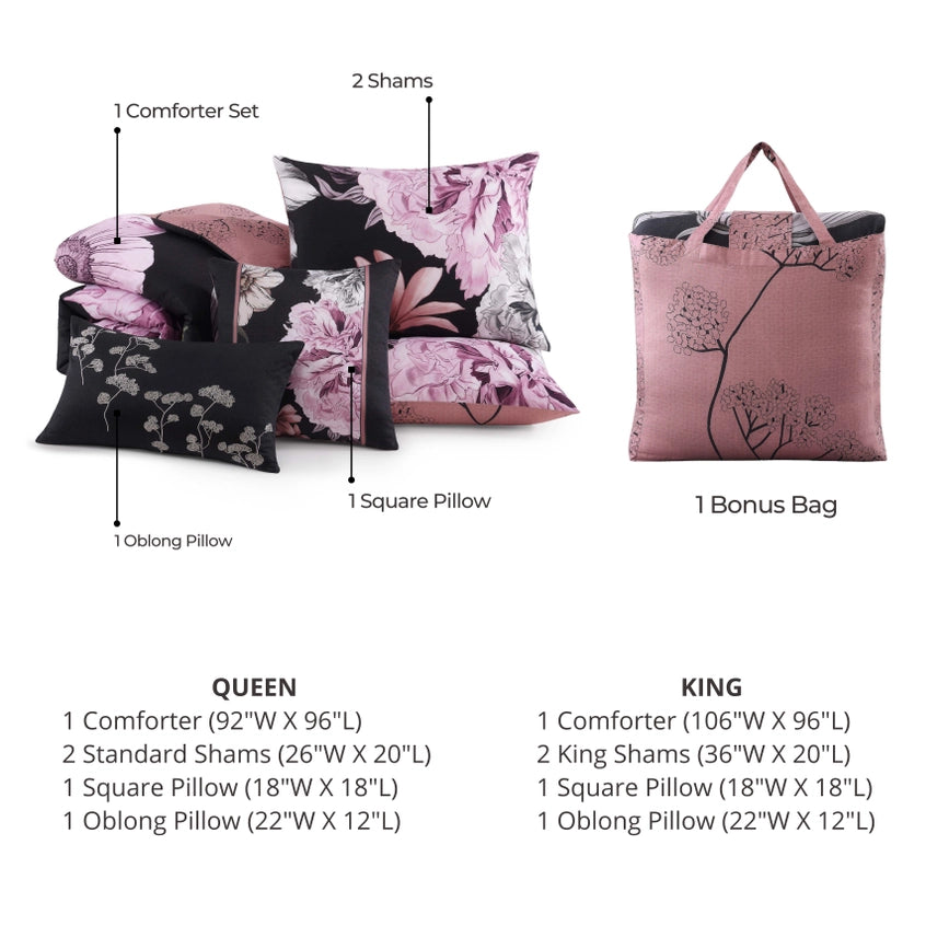 Bebejan Midnight Meadow 100% Cotton 5-Piece Comforter Set-Set-Bebejan-Queen-Urbanheer