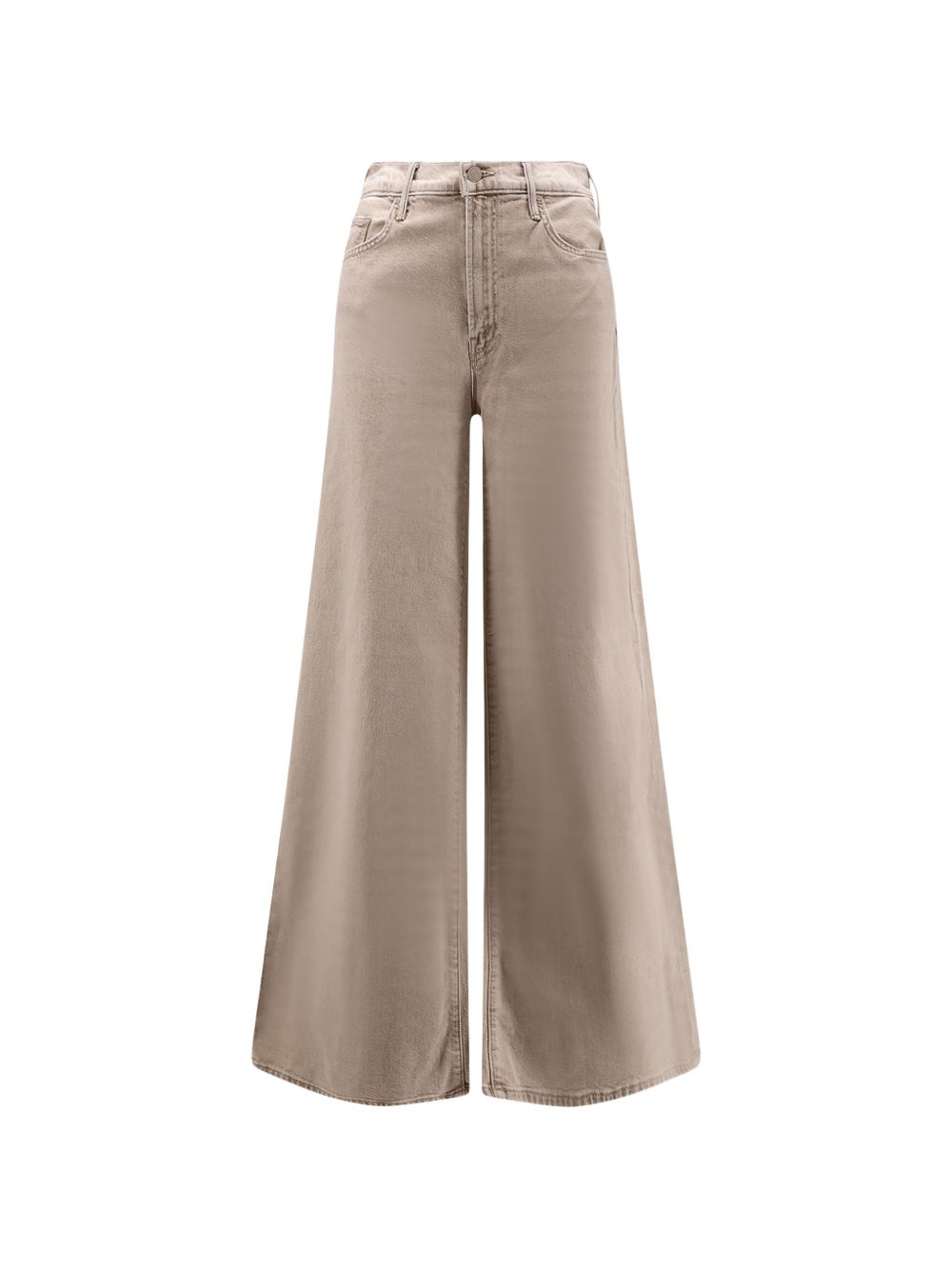 Beige Cotton Wide-Leg Jeans for Comfort