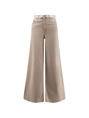 Beige Cotton Wide-Leg Jeans for Comfort