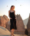 Beige Double Gauze Strap Dress Black-Dress-Moa-Black-Urbanheer