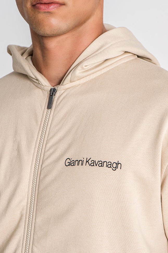 Beige Essential Micro Hoodie Jacket-Gianni Kavanagh-Urbanheer