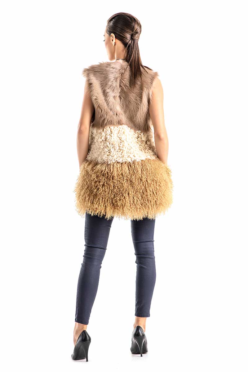 Beige Geniune Sheepskin Fur Vest-Fur Vests & Gilets-Buy Me Fur Ltd-Beige-S-Genuine Lamb Fur-Urbanheer