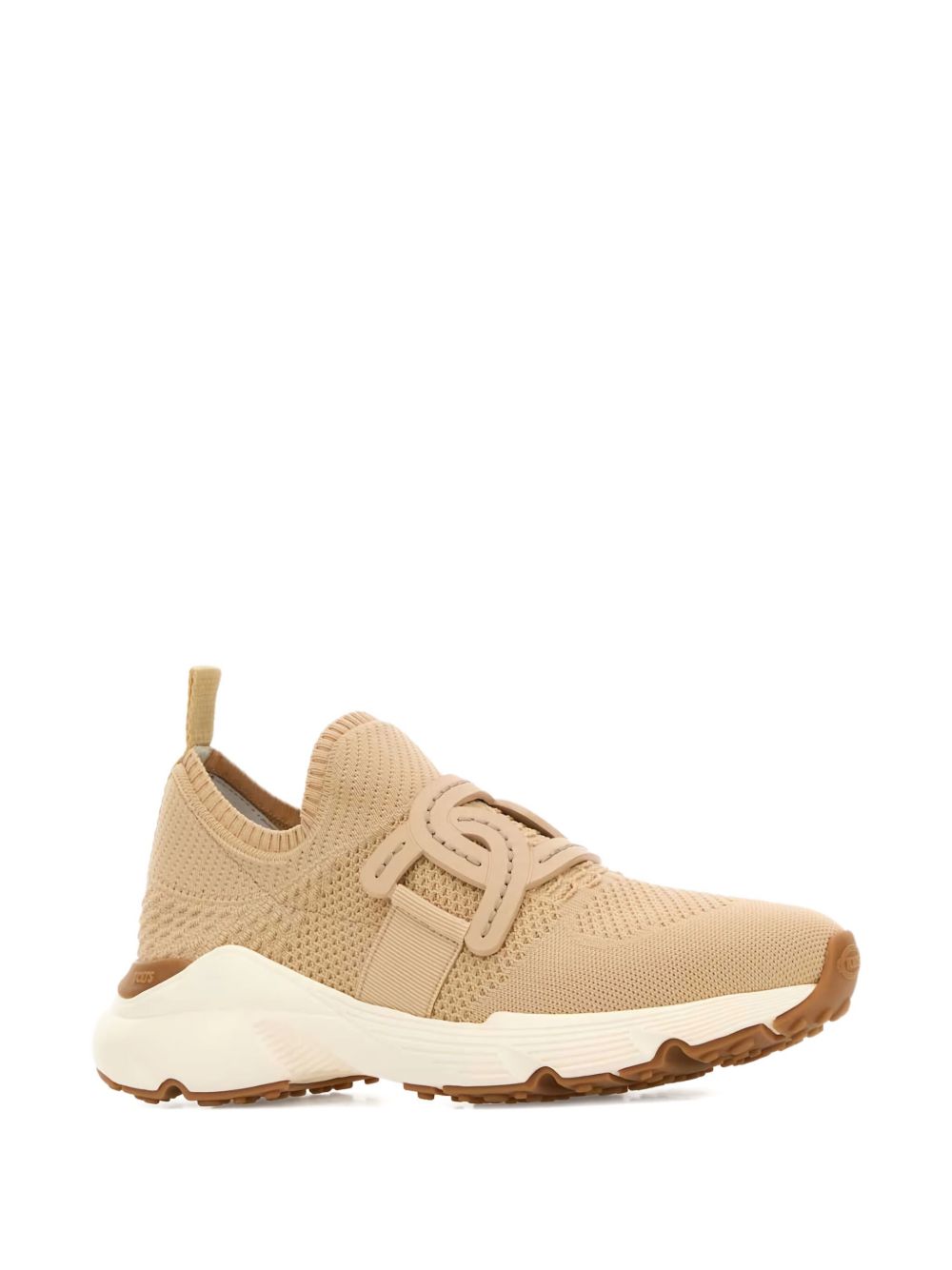 Beige Knit Slip-On Sneakers with Breathable Rubber Sole for Everyday Comfort