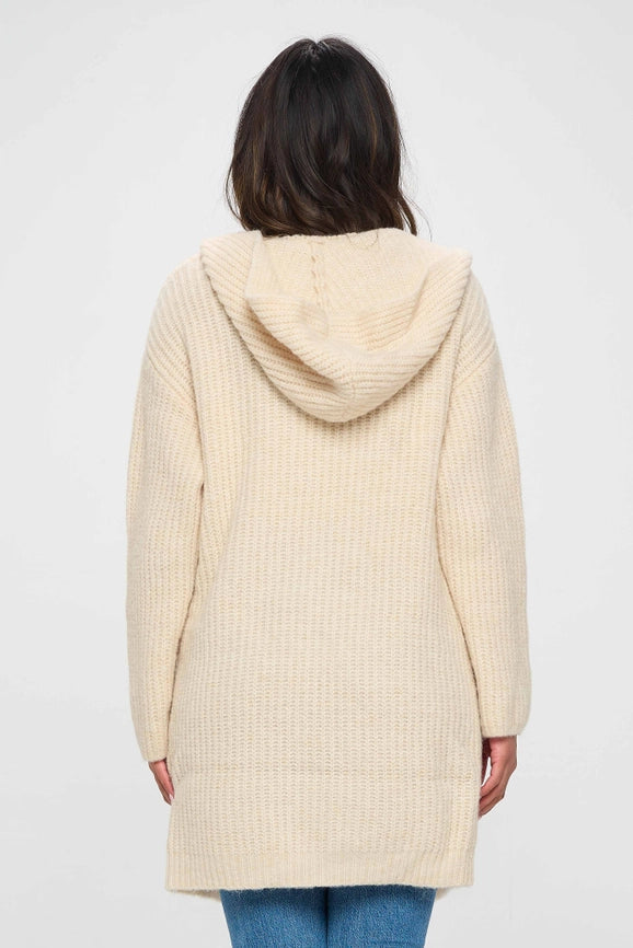 Beige Long Comfy Shrug Design Hoodie Pullover-Hoodie Pullover-Baciano-S-Beige-Urbanheer