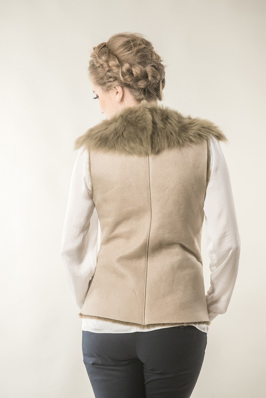 Beige Merino Fur Nappa Lamb Leather Vest-Leather Vests & Gilets-Buy Me Fur Ltd-Beige-S-Genuine Merino Sheepskin Leather-Urbanheer