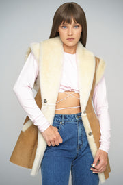 Beige Merino Shearling Vest-Fur Vests & Gilets-Buy Me Fur Ltd-Beige-XS-Genuine Merino Sheepskin Leather-Urbanheer