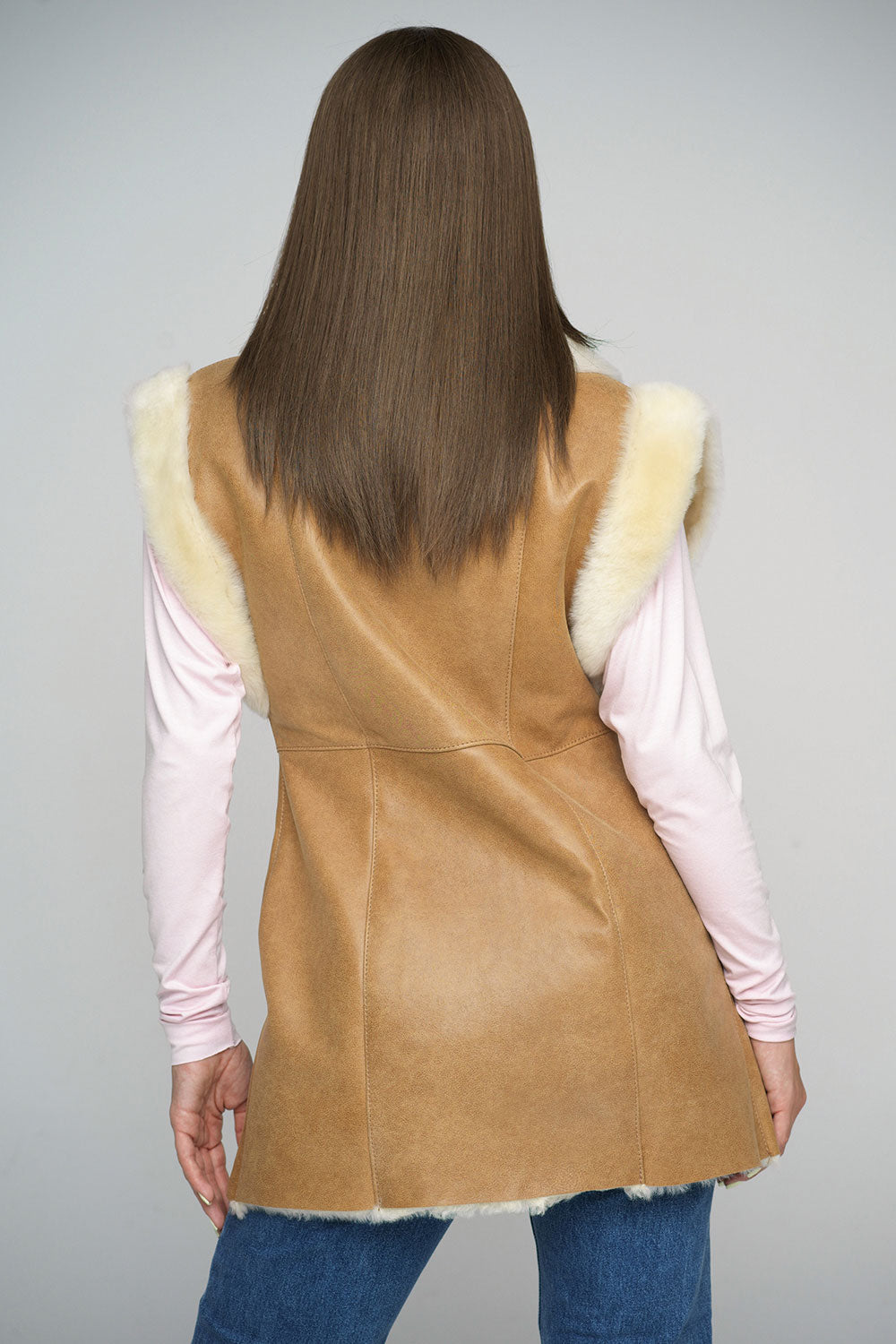 Beige Merino Shearling Vest-Fur Vests & Gilets-Buy Me Fur Ltd-Beige-XS-Genuine Merino Sheepskin Leather-Urbanheer