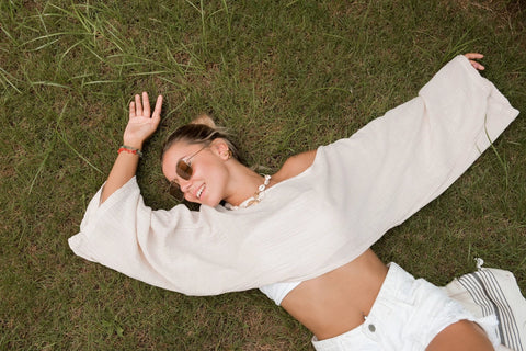 Beige Muslin Off Shoulder Crop Top Blouse-Blouses-Moa-Beige-Urbanheer